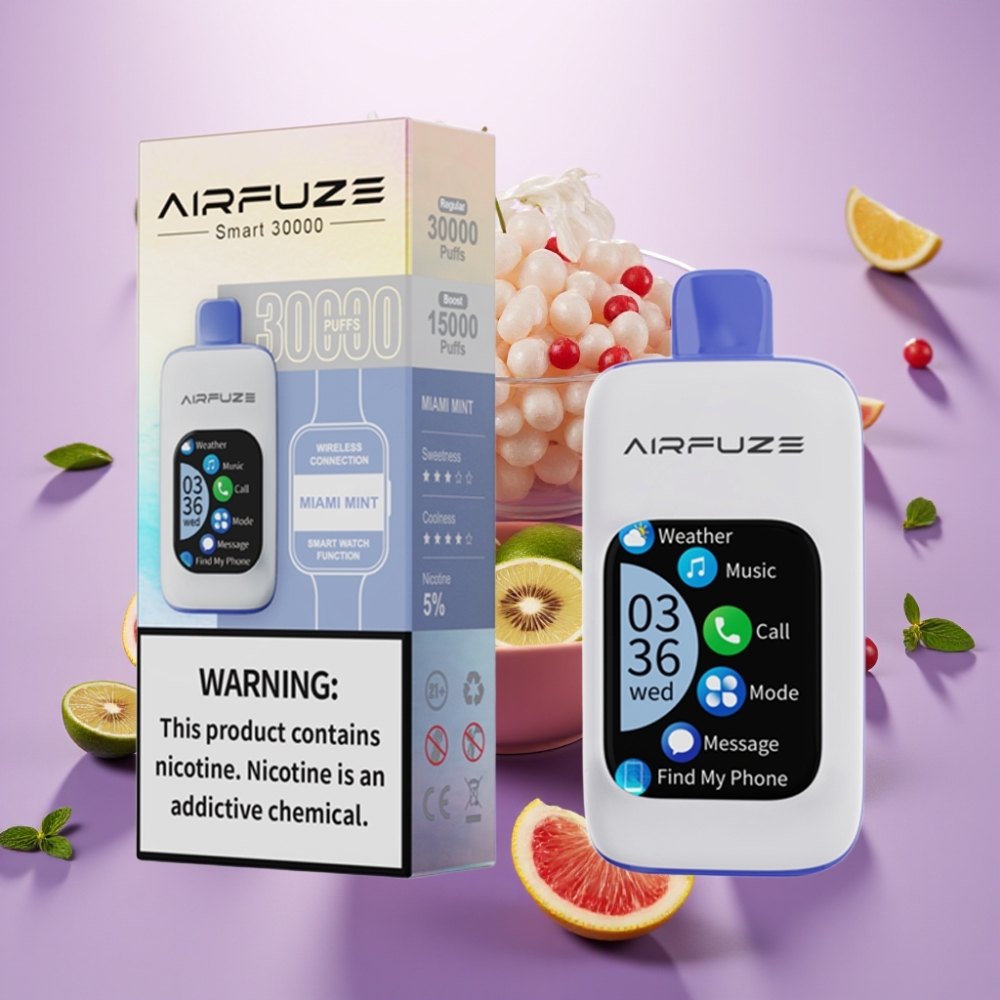 AirFuze Smart 30000 Puffs Disposable Pod Miami Mēta, 5%, 900mAh, Type-C