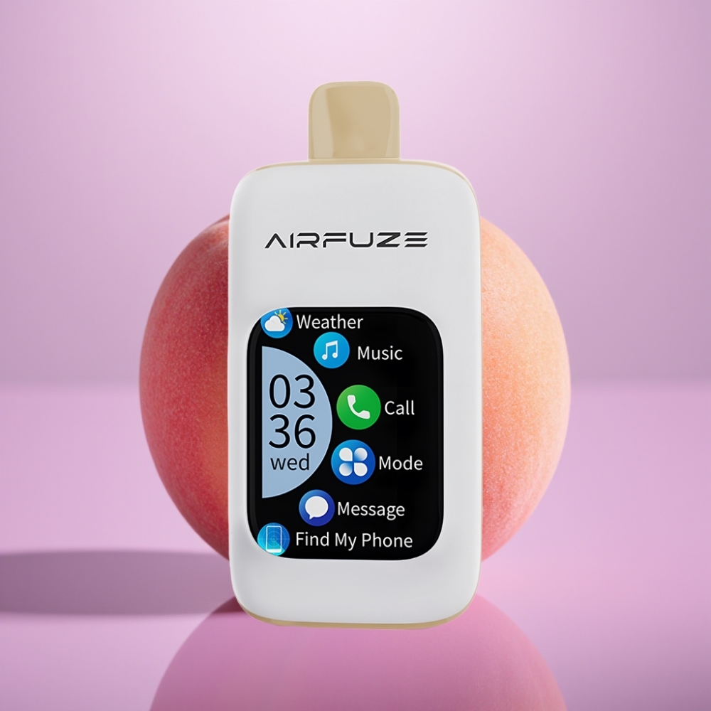 AirFuze Smart 30000 Puffs Disposable Pod Sulas Persiks, 5%, 900mAh, Type-C