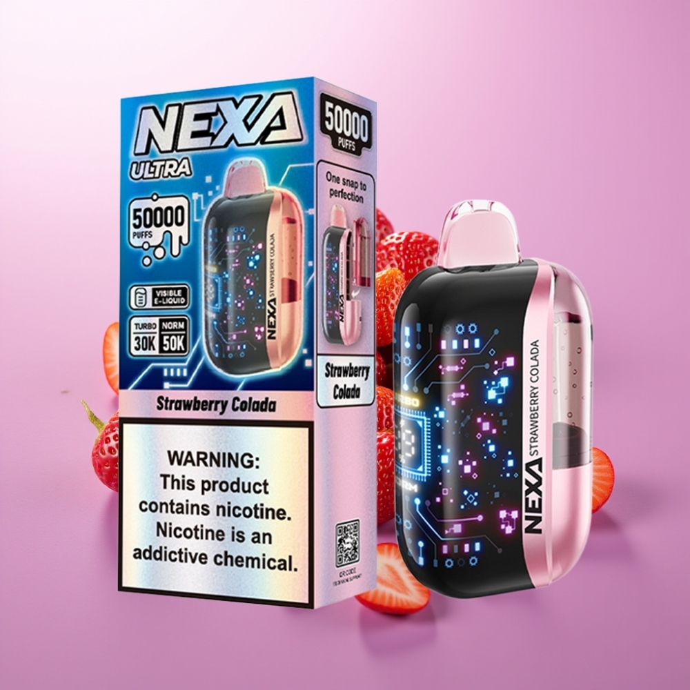 NEXA Ultra 50K Disposable Vape Zemeņu Kolāda, 20ml, 5% nikotīna, 50000 piepildījumi