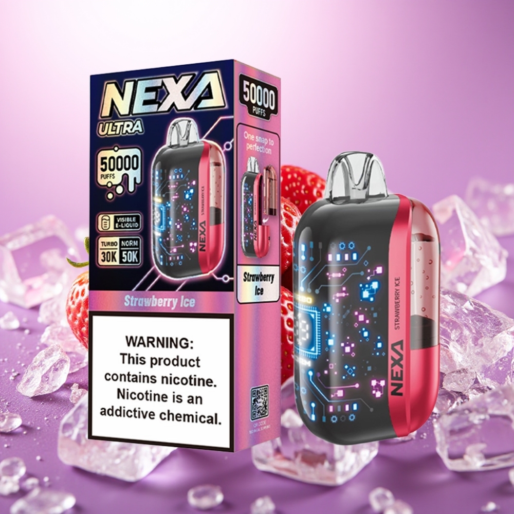 NEXA Ultra 50K Disposable Vape Zemeņu Ledus, 20ml, 800mAh, 5%