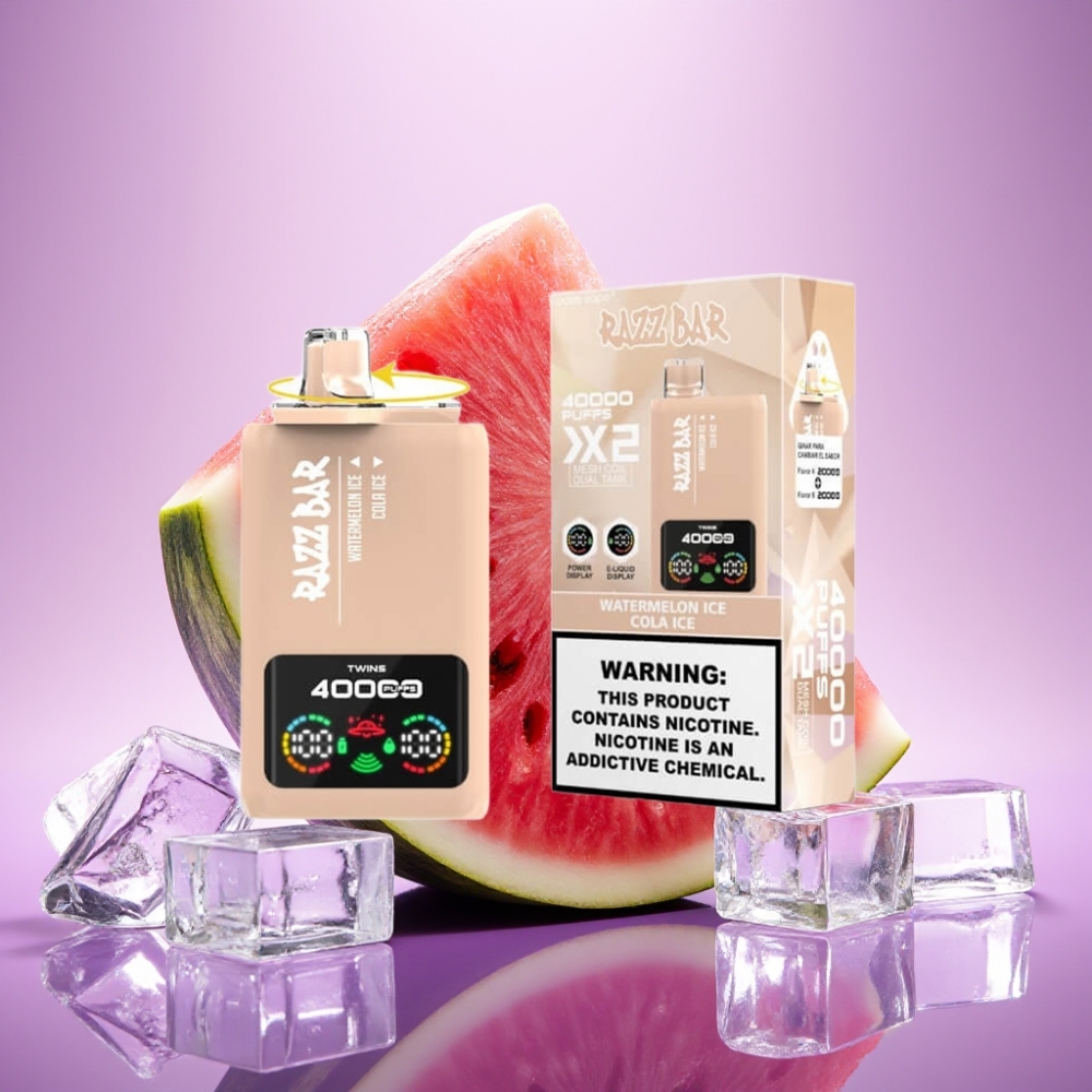Razz Bar 40000 Puffs Disposable Vape ARBŪZU LEDUS & KOLAS LEDUS, 40000 Puffs, 2%/5% Nikotīns