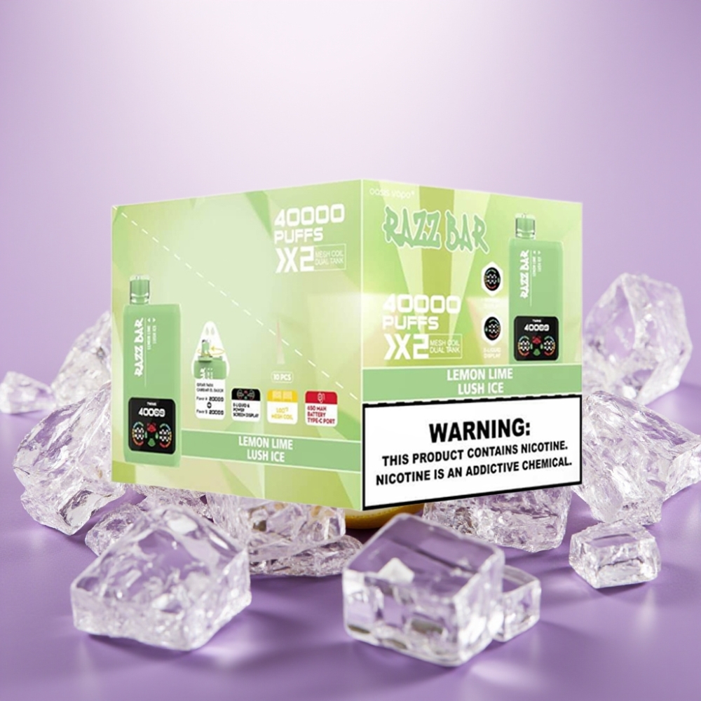 Razz Bar 40000 Puffs Disposable Vape CITRONU LAIMES & LEDUS AUSS 1.0Ω×2, 650mAh, Type-C