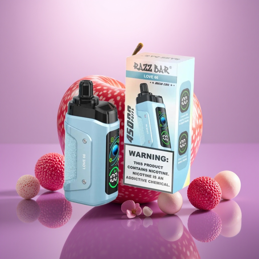 Razz Bar 45000 Puffs Disposable Vape Mīlestība 66, 45000 Puffs, 1.0 Ohm, 650 mAh