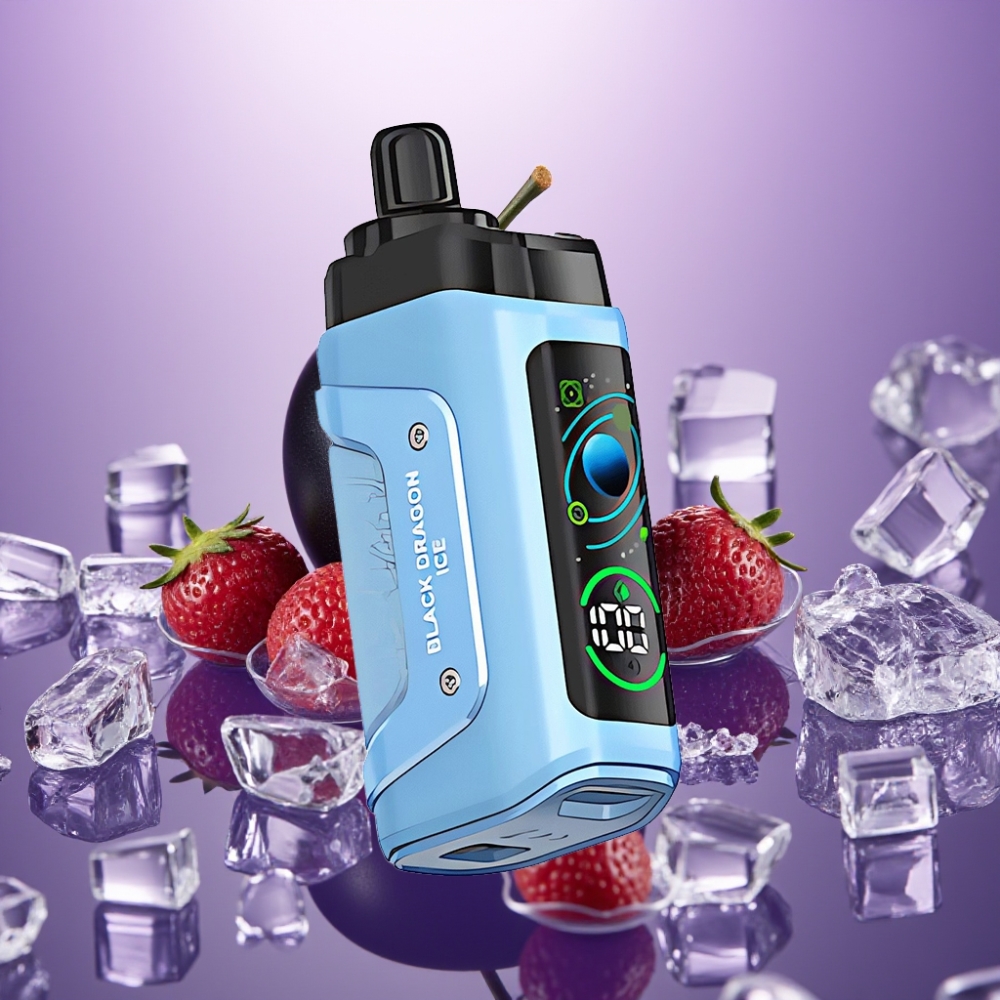 Razz Bar 45000 Puffs Disposable Vape Melnais Pūķis Ledus, 45000 Puffs, 1.0 Ohm, Type-C