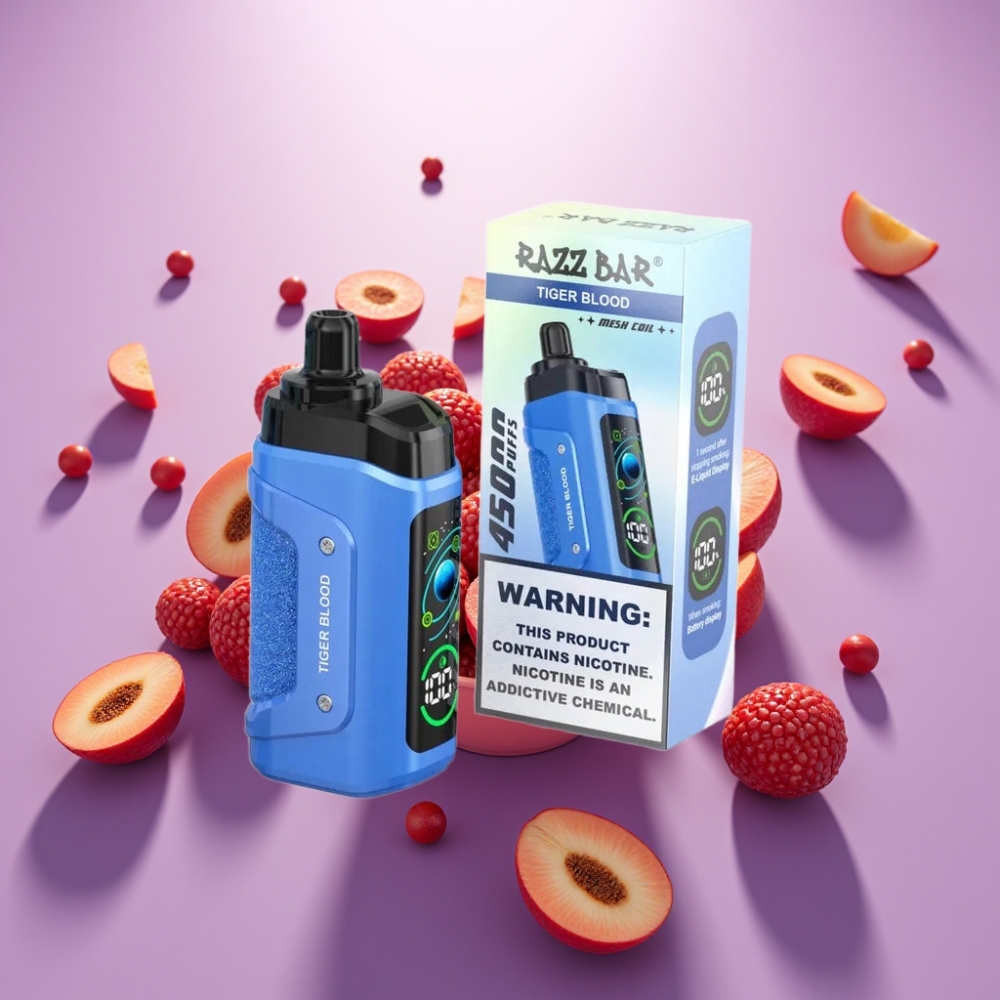 Razz Bar 45000 Puffs Disposable Vape – Tīģera Asinis, 45000 Puffs, 1.0 Ohm, Type-C