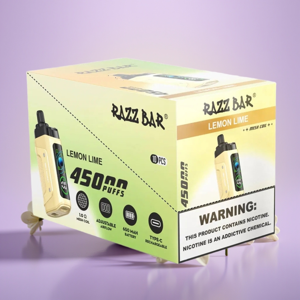 Razz Bar 45000 Puffs Izmetamais Veips Citrons/Laimes, 1.0 Ohm, 650 mAh, 20 mg/ml