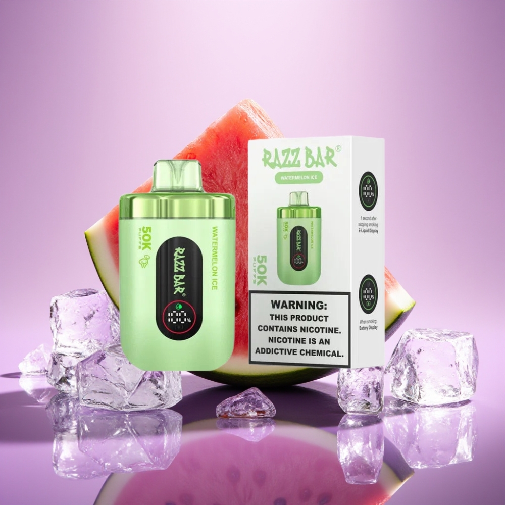 Razz Bar 50K Puffs Disposable Vape Arbūzu Ledus, 50000 Puffs, 2% Nikotīns
