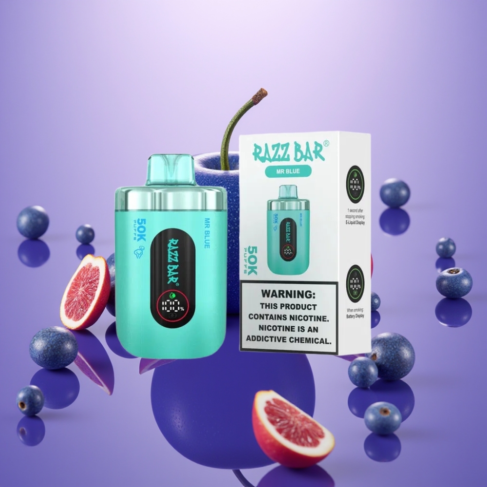 Razz Bar 50K Puffs Disposable Vape Zils (Mr Blue) 50000 Puffs, 1.0 Ohm, Type-C