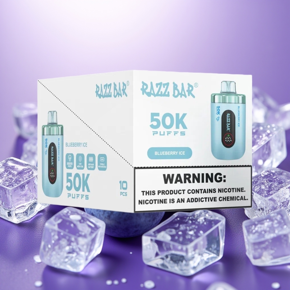 Razz Bar 50K Puffs Dispozablais Veips (Zemenes Ledus) – 50000 Puffi, 650mAh, Type-C
