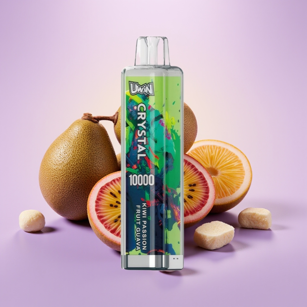UWIN Crystal 10000 Puffs Disposable Vape Kivi, Pašizplūdes auglis un Gvava – 18ml, 0.8Ω, RGB gaismas