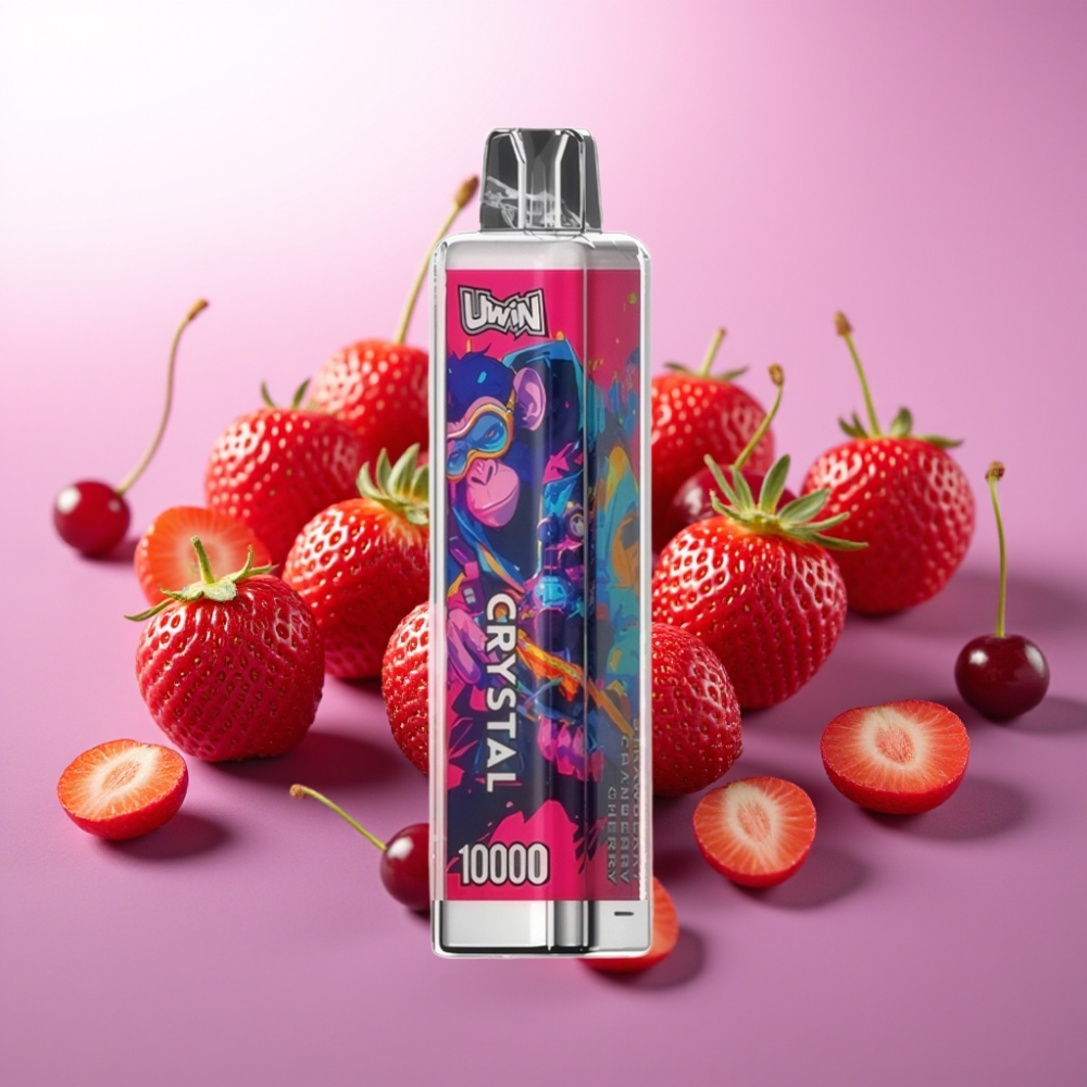 UWIN Crystal 10000 Puffs Disposable Vape Zemeņu Brūkleņu Ķiršu, 18ml, 650mAh