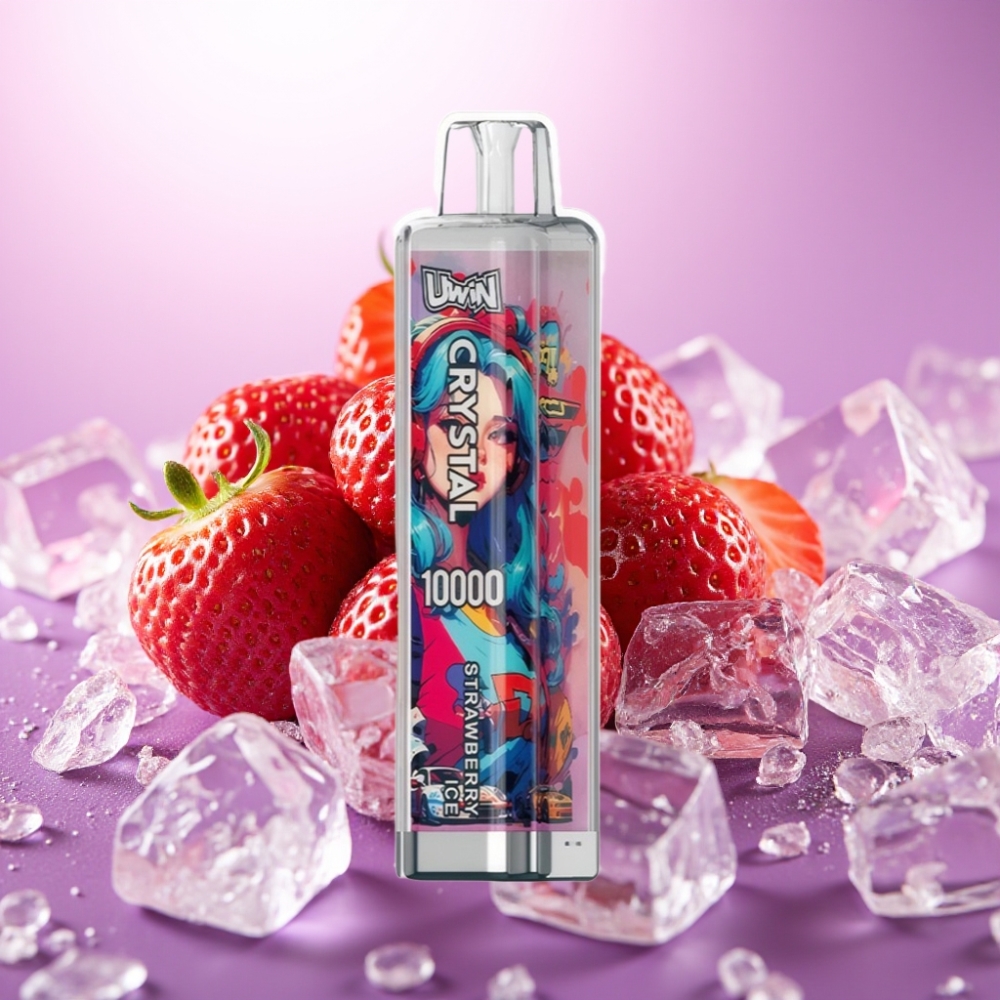 UWIN Crystal 10000 Puffs Zemeneņu Ledus, 18ml, 5%, RGB