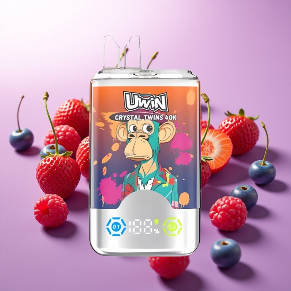 UWIN Crystal Twins 40000 Puffs Zemeņu Aveņu Ķiršu Mr Blue, 32ml, 850mAh