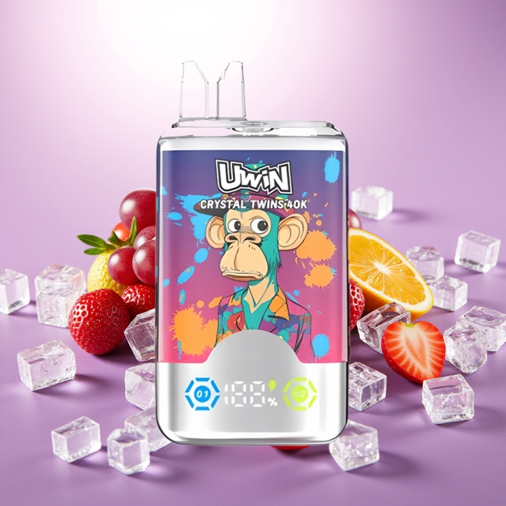 UWIN Crystal Twins 40000 Puffs Zemeņu-Kivi-Vīnogu Ledus, 32ml, 850mAh