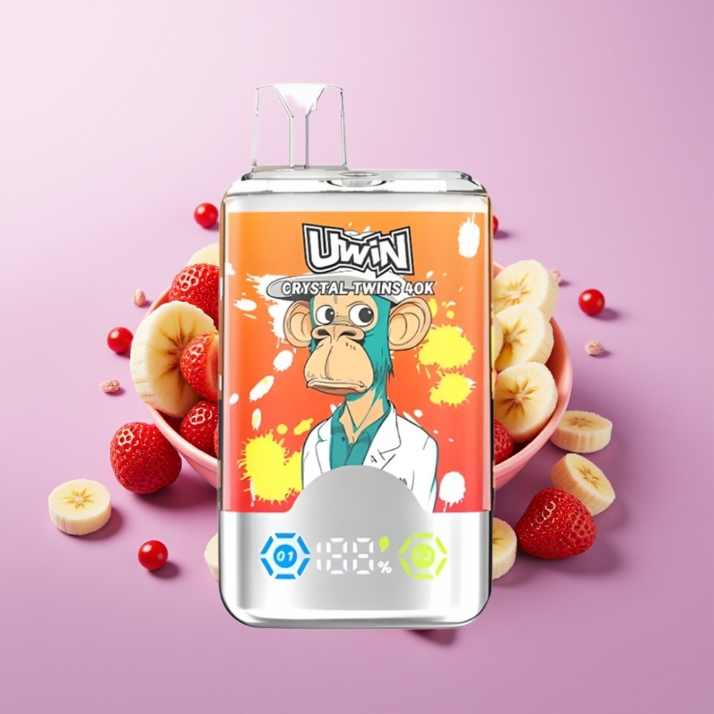 UWIN Crystal Twins 40000 Puffs Zemeneņu-Banānu Mīlestība 66, 32ml, 0.6Ω, Type-C