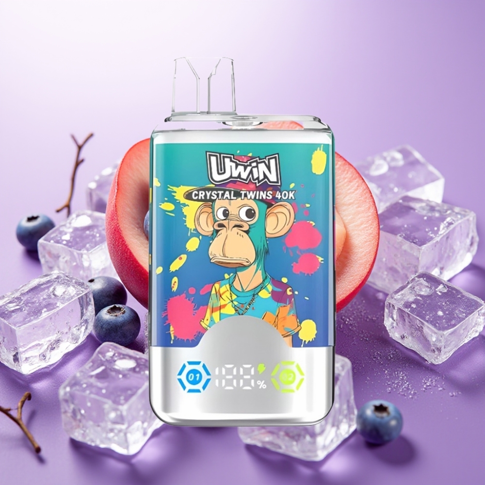 UWIN Crystal Twins 40000 Puffs Zilā Oša & Vasaras Persika Ledus 32ml 850mAh