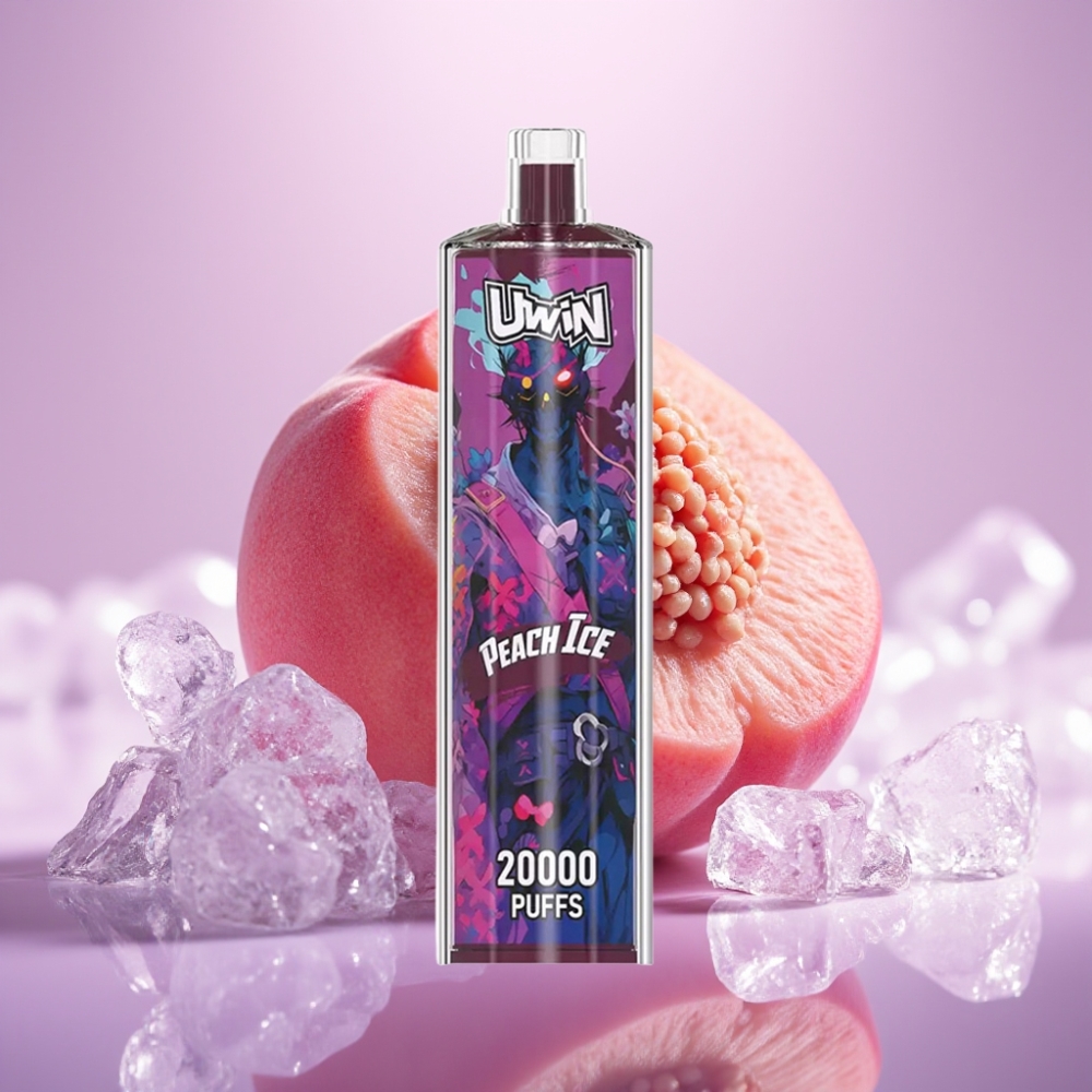 Uwin Shisha Hookah Crystal 20000 Puffs Persiku Ledus, 0%-5%, 22ml, Type-C