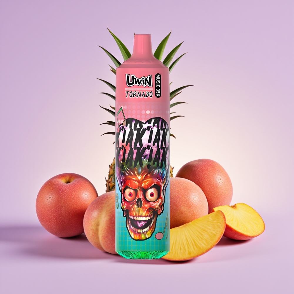 Uwin Tornado 35K Music Disposable Vape Persiku Mango Ananāss, 35 000 piepildījumi, 5% nikotīns