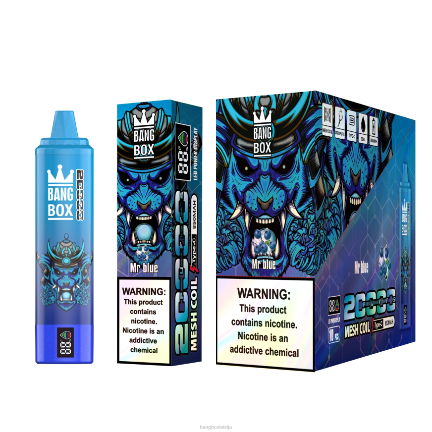 Bang Box Vape - Bang Box 20000 uzpūtienu viedais ekrāns L20260 zilais kungs