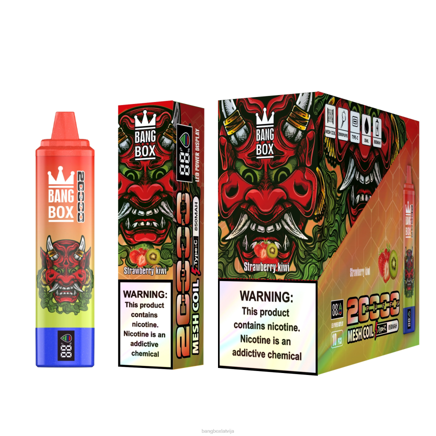 Bang Box Vape Cena - Bang Box 20000 uzpūtienu viedais ekrāns L20251 zemeņu kivi