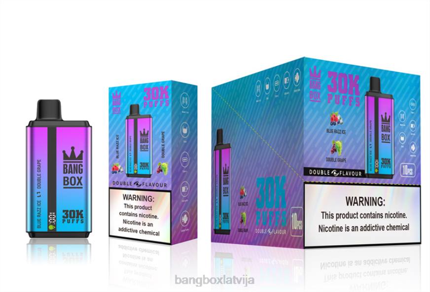 Bang Box Vape - Bang Box 30 000 uzpūtienu dubultās garšas L20272 zils razz ledus un dubultā vīnoga
