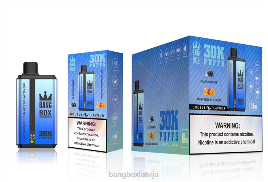 Bang Box Vape Cena - Bang Box 30 000 uzpūtienu dubultās garšas L20271 melnā pūķa ledus un mango persiku arbūzs
