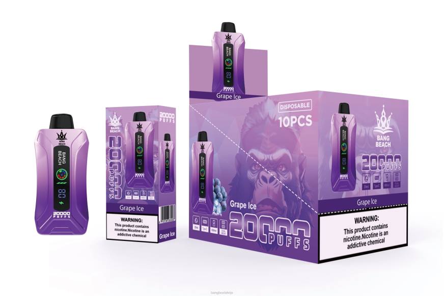 Bang Beach Vape - Bang Beach 20 000 uzpūtienu viedā ekrāna vape L20210 vīnogu ledus