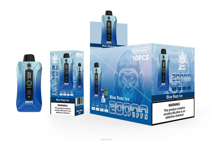 Bang Beach Vape - Bang Beach 20 000 uzpūtienu viedā ekrāna vape L20211 zils razz ledus
