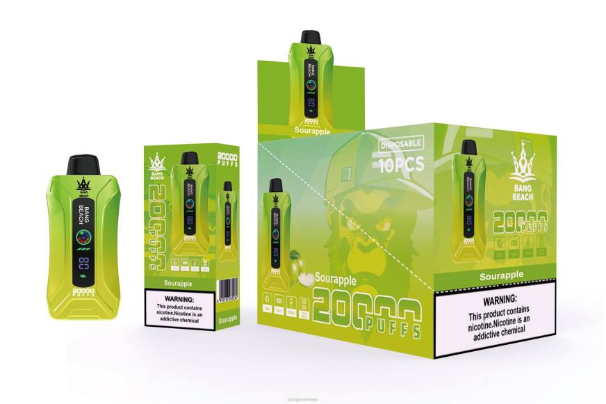 Bang Beach Vape - Bang Beach 20 000 uzpūtienu viedā ekrāna vape L2021 skābs ābols