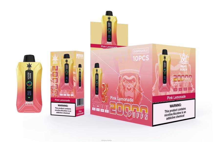 Bang Beach Vape - Bang Beach 20 000 uzpūtienu viedā ekrāna vape L2024 rozā limonāde