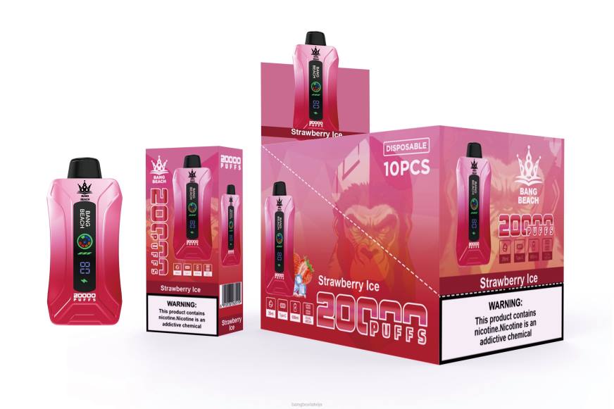 Bang Beach Vape - Bang Beach 20 000 uzpūtienu viedā ekrāna vape L2026 zemeņu ledus