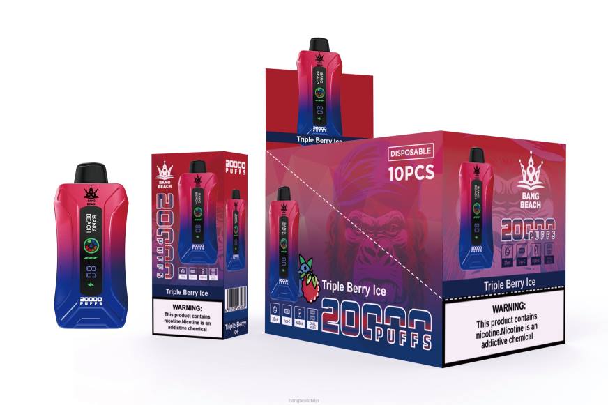 Bang Beach Vape - Bang Beach 20 000 uzpūtienu viedā ekrāna vape L2028 trīskāršo ogu ledus